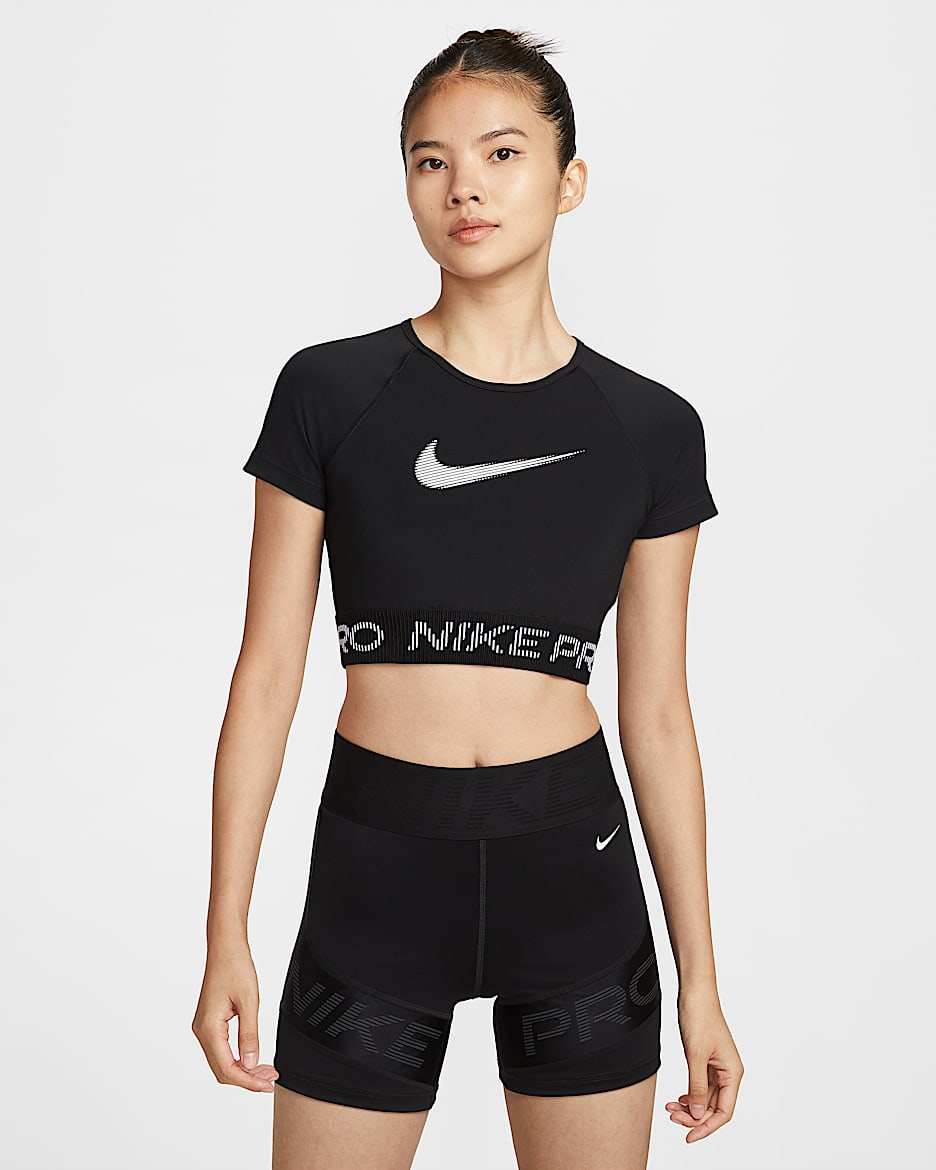 Nike Pro Women's Dri-FIT Short-Sleeve Cropped Graphic Top
